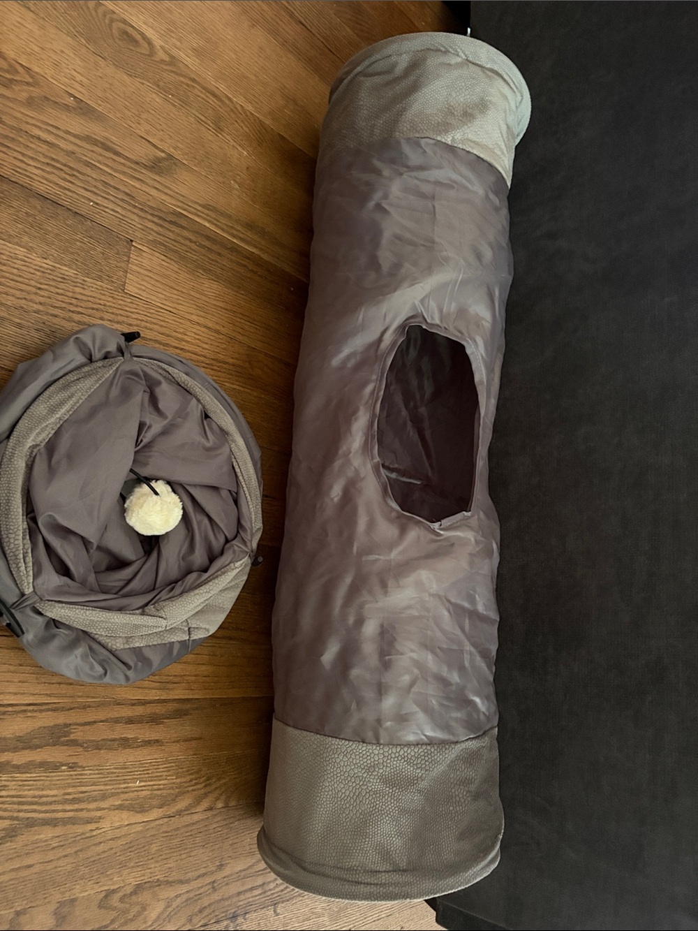 2 Gray Tunnel Cat Toys - Soft Play Tubes for Pets - Picture 2 of 13